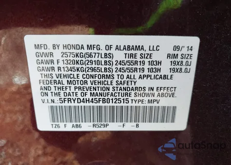 2015 Acura Mdx Technology z USA, uszkodzony, nr VIN 5FRYD4H45FB012515